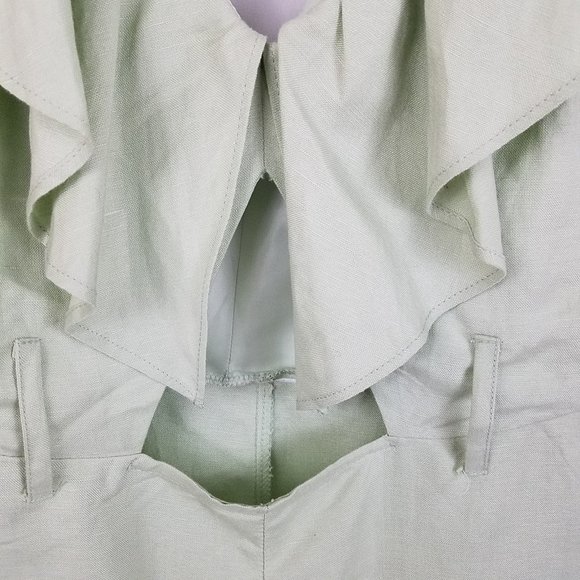 TOPSHOP Mint Linen Blend RIVIERA Frill Romper - Picture 3 of 7